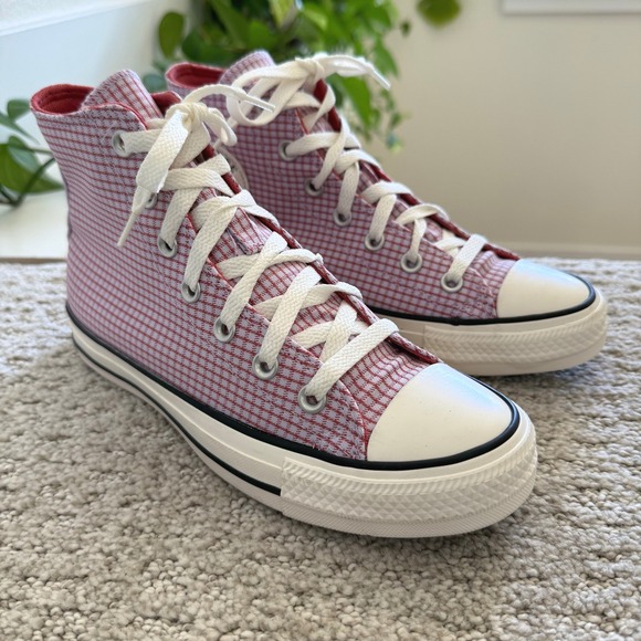 NEW Converse Chuck Taylor All Star‎ CHECK Hi Top Sneakers WOMEN 7 FREE PEOPLE - Picture 2 of 9